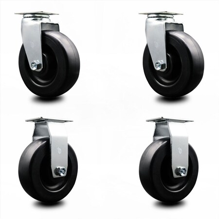 Service Caster 6 Inch Polyolefin Caster Set with Roller Bearings 2 Swivel 2 Rigid SCC SCC-20S620-POR-2-R-2